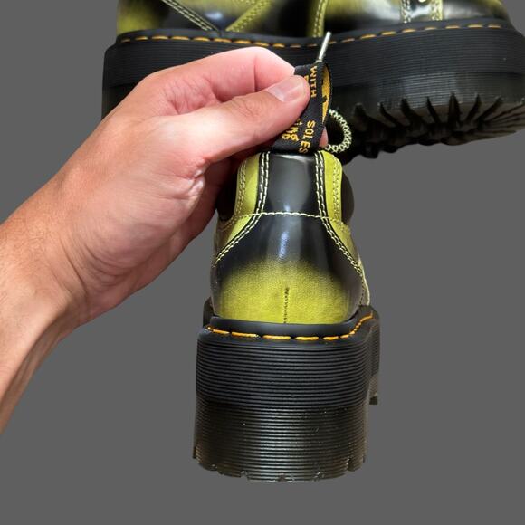 Dr. Martens 5-Eye Max Distressed Leather Platform Shoes Lime Green Arcadia NWOB - Picture 3 of 6